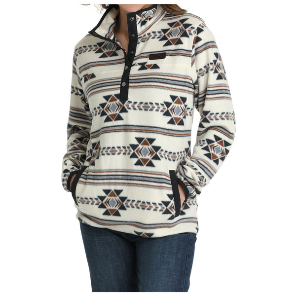 MAK9820019 Cinch Women's Long Sleeve Polar Fleece Pullover - Cream