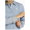 MSW9165049 Cinch Women's Stripe Long Sleeve with Stretch Shirt - Light Blue Fine Stripe