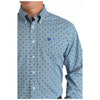 MTW1105794 Cinch Men's Long Sleeve Button Down Western Shirt - White & Blue Print