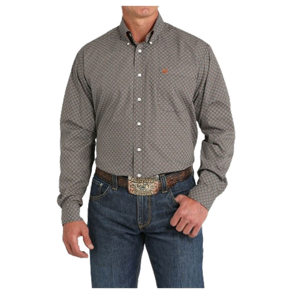 MTW1105823 Cinch Men's Long Sleeve Button down Western Shirt - Brown Print