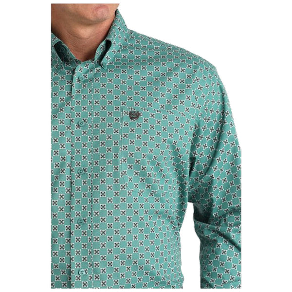 MTW1105829 Cinch Men's Long Sleeve Button down Western Shirt - Green Print