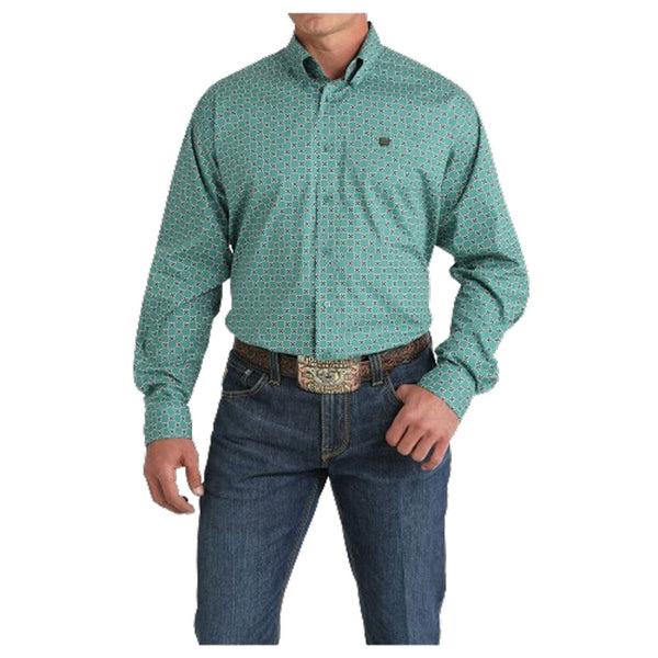 MTW1105829 Cinch Men's Long Sleeve Button down Western Shirt - Green Print