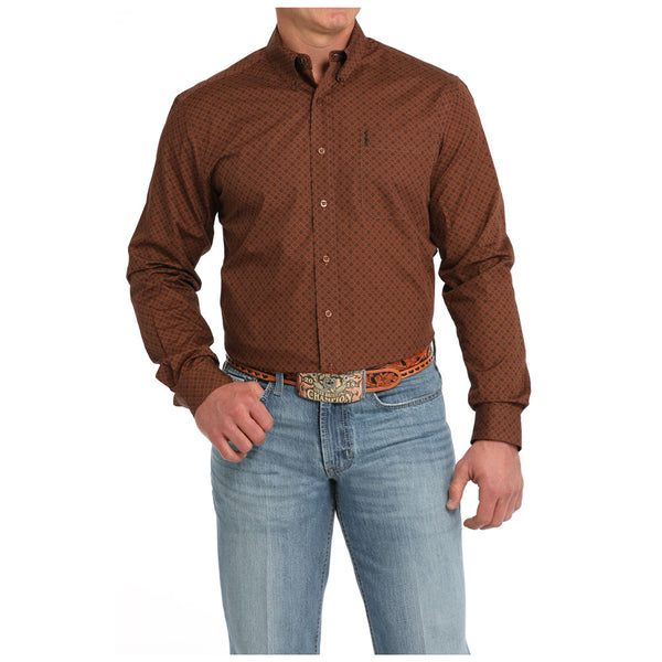 MTW1347116 Cinch Men's Long Sleeve Modern Fit Western Shirt - Brown Print