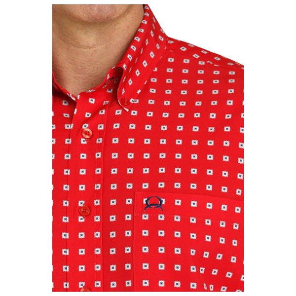 MTW1862028 Cinch Men's ArenaFLex Long Sleeve Western Button down Shirt - Red Print