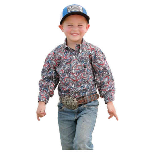 MTW7060346 Cinch Boys Long Sleeve Western Buttondown Shirt - Multicolor Paisley