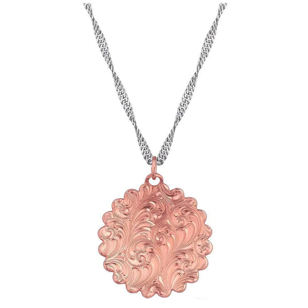 NC5836RG Montana Silversmiths Rose Gold Scalloped Edge Concho Necklace Emma's Sunlight Necklace