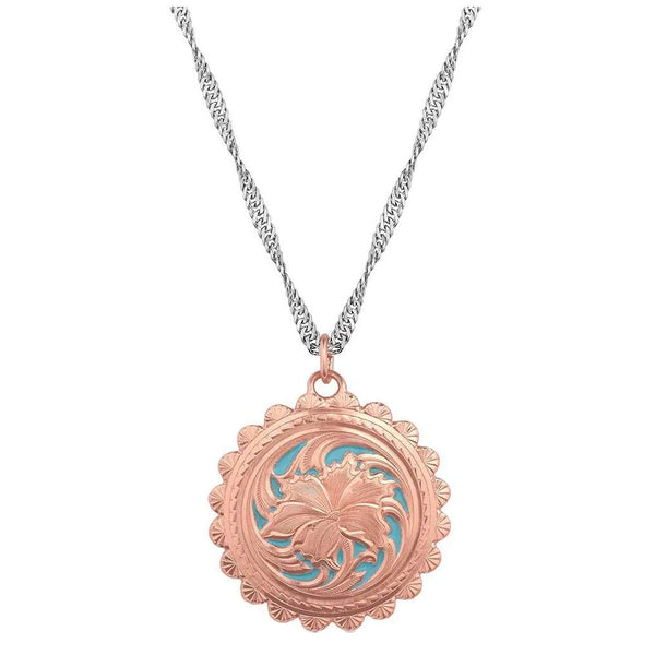 NC5836RG Montana Silversmiths Rose Gold Scalloped Edge Concho Necklace Emma's Sunlight Necklace