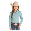 RGN2S04581 Panhandle Girls' Long Sleeve Western Snap Shirt - Turquoise