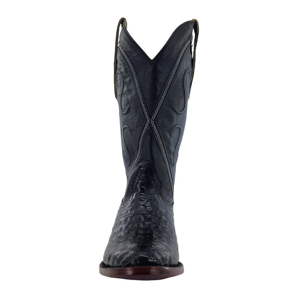 RW2000-3 R. Watson Men's Black Caiman Belly Round Toe Cowboy Boot