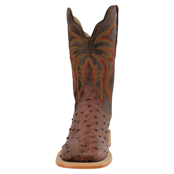 RW4508-2 R. Watson Men's Full Quill Ostrich Wide Square Toe Western Boot - Kango Tobac Brown