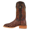 RW4508-2 R. Watson Men's Full Quill Ostrich Wide Square Toe Western Boot - Kango Tobac Brown