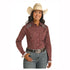 RWN2S03840 Panhandle Women's Long Sleeve Western Snap Shirt - Maroon