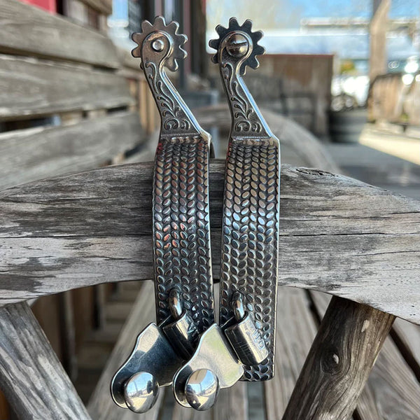 894 Beagley Braiding Co. Stainless Rasp Western Spurs