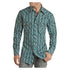 VMN2S02532 Panhandle Men's Long Sleeve Aztec Vintage Shirt - Turquoise