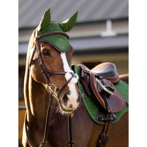 IT00759 LeMieux Classic Fly Hood Veil Bonnet Lycra Ears - Hunter Green