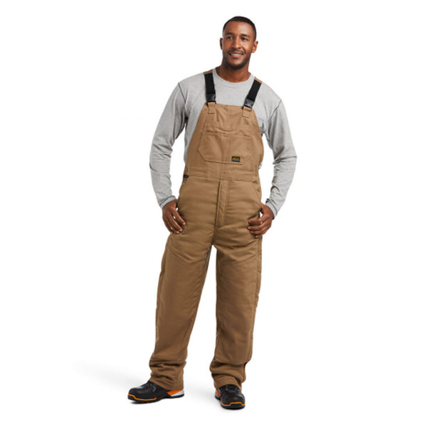 10032505 Ariat Men's Rebar DuraCanvas Stretch Insulated Bib - Field Khaki