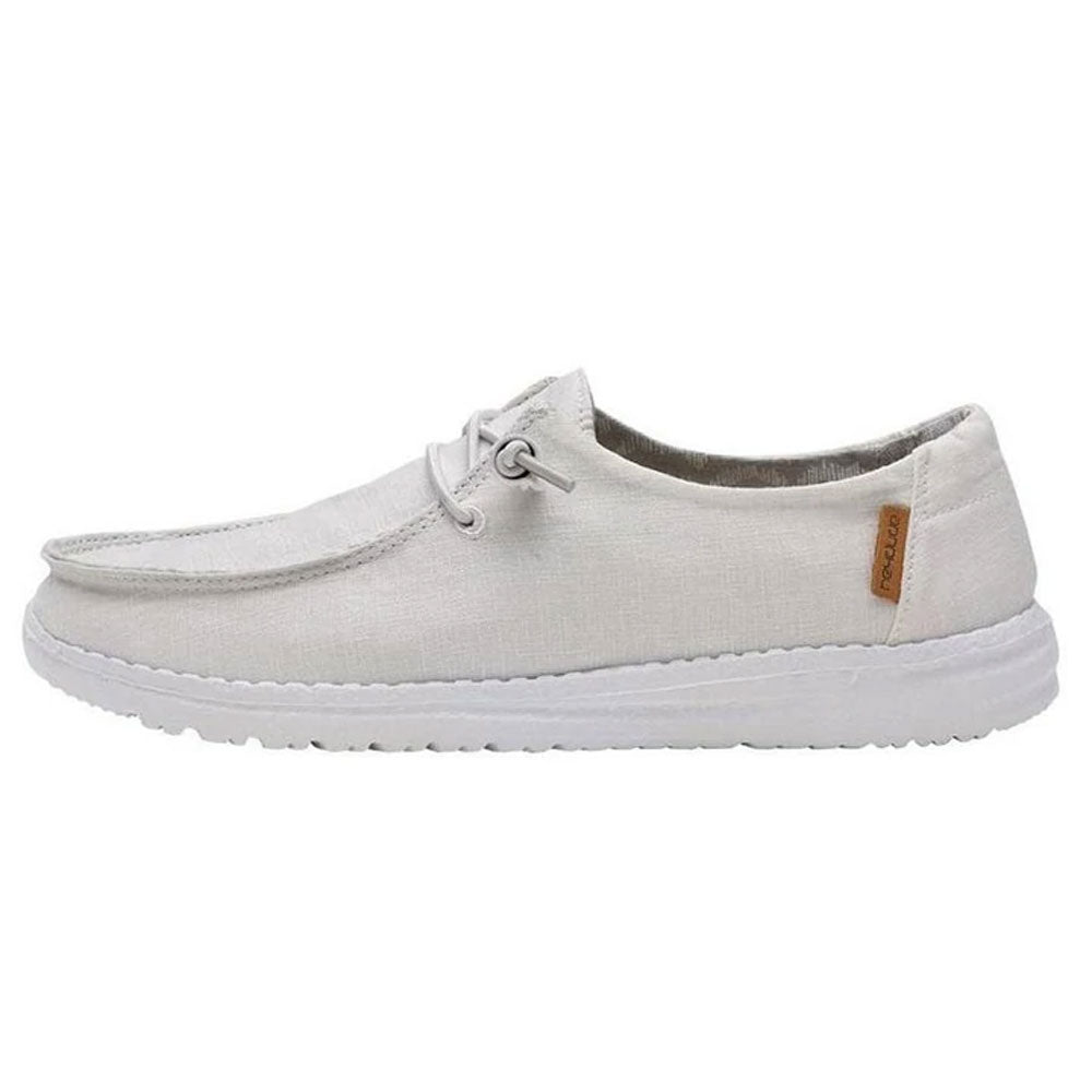 Hey Dude Women's Wendy Chambray Casual Shoe White/Nut 8
