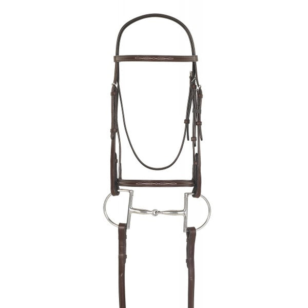 407351 Camelot Raised Fancy Stitch Snaffle Bridle Brown English Bridle