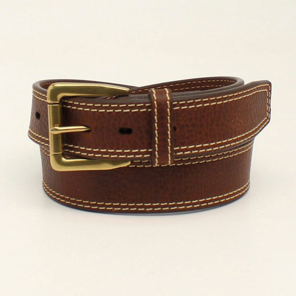 A1037002 Ariat Men's 1 1/2 Inch Logo Concho Double Stitch Belt Brown