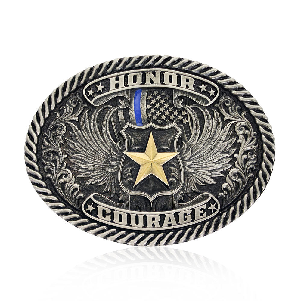 Thin blue hotsell line belt buckle