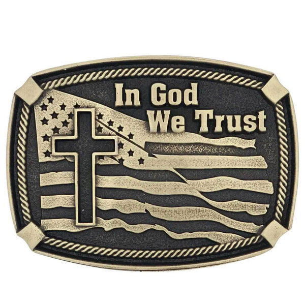 A934 Montana Silversmiths In God We Trust Attitude Belt Buckle