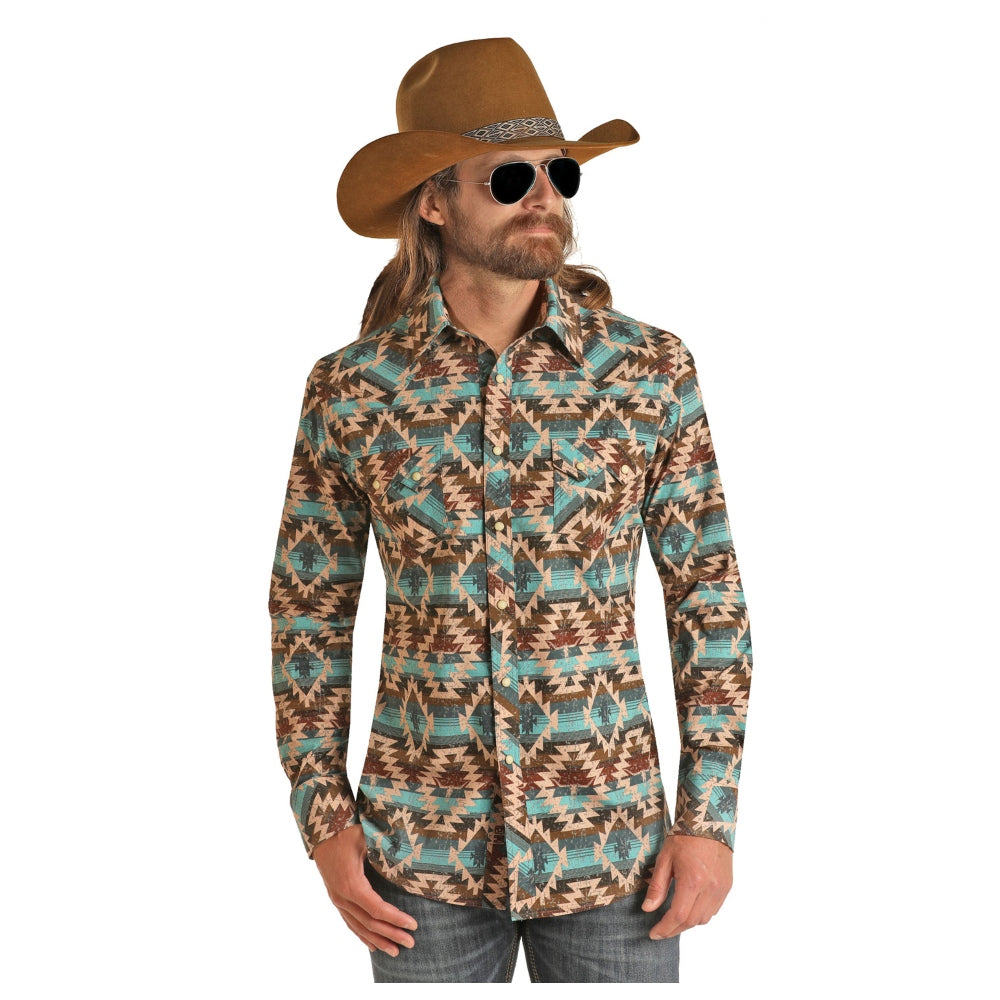 Roper Long Sleeve Snap Shirt ~ Vintage Aztec
