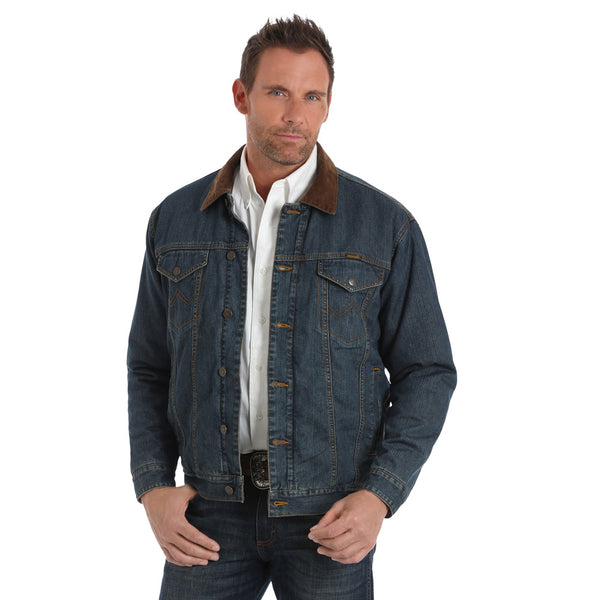 74265CD Wrangler Men's Conceal Carry Blanket Lined Denim Jean Jacket - Denim/Charcoal