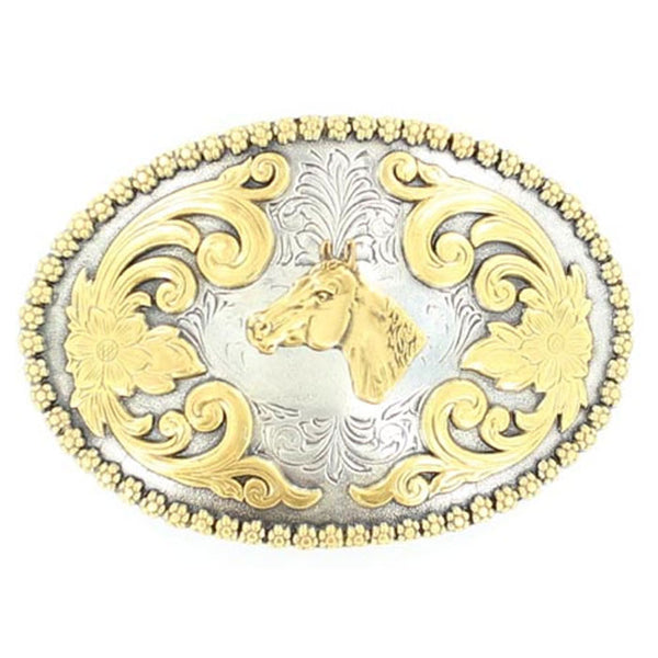 3756607 Nocona Men's Oval Floral Embossed Belt Buckle